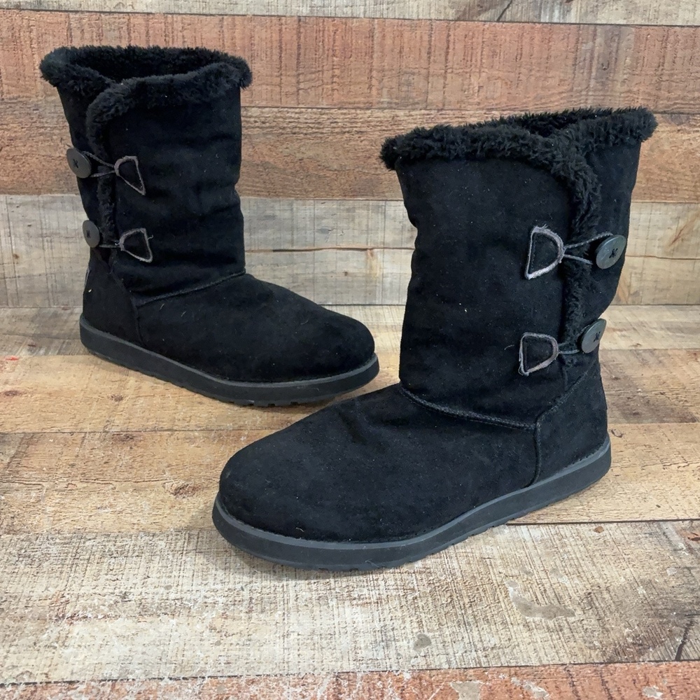 Skechers SN 48823 Boots Womens Size 10 40 Black Faux Fur Mid Calf Winter